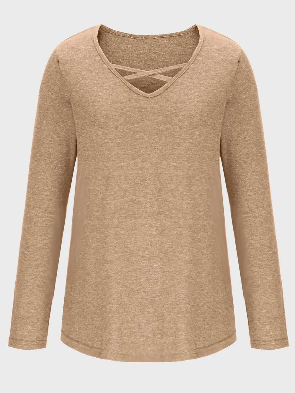 Crisscross V-neck Long Sleeve T-shirt (9)