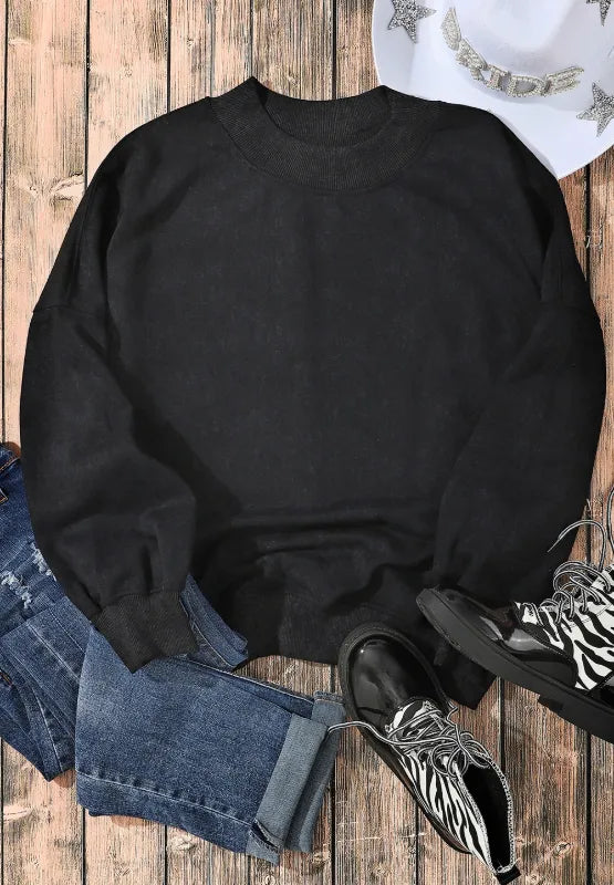 Mock Neck Dropped Shoulder Sweatshirt (16)