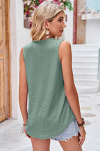 Eyelet V-neck Wide Strap Tank (2)