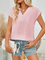 V-neck Cap Sleeve Blouse (2)