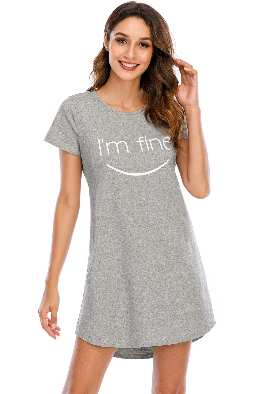 Graphic Round Neck Short Sleeve Lounge Dress (5)