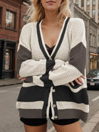 Contrast Button Up Long Sleeve Cardigan (5)