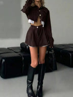 Button Up Cropped Jacket Mini Skirt Set (7)