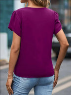 V-neck Petal Sleeve Blouse (19)