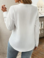 Pocketed Notched Long Sleeve Blouse (19)