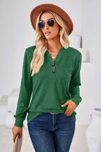Notched Button Detail Long Sleeve T-shirt (23)