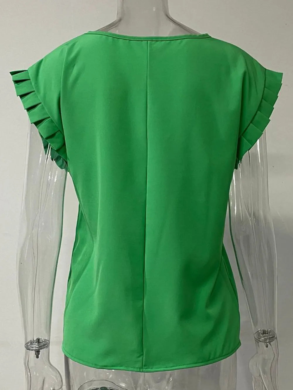 Ruffled Round Neck Cap Sleeve Blouse (9)