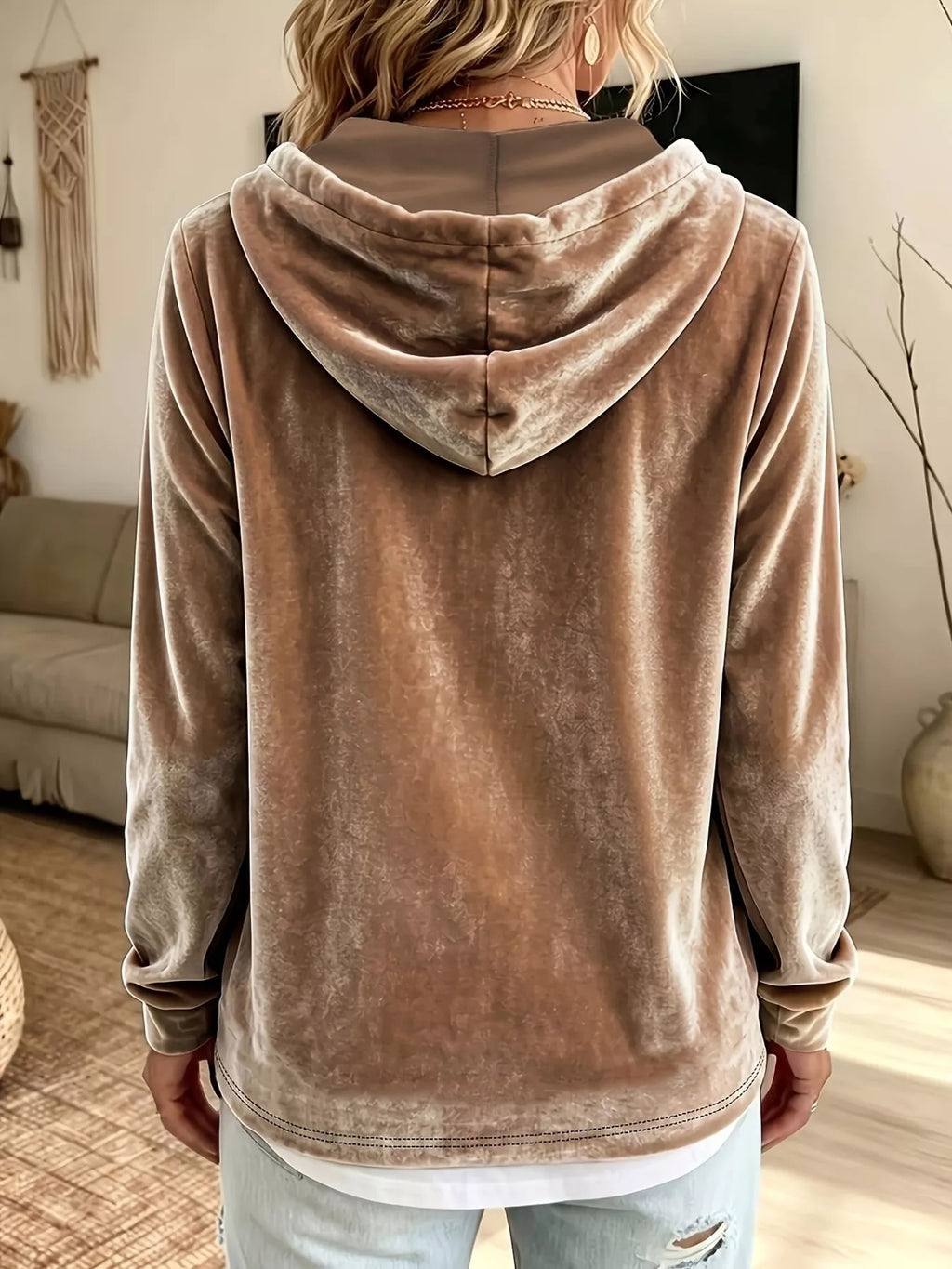 Full Size Drawstring Velvet Long Sleeve Hoodie Plus (2)