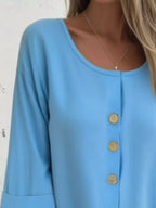Full Size Button-front 3/4 Sleeve Casual Blouse Plus (14)