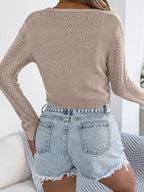 Crochet Knit Tie Front Cropped Cardigan (5)