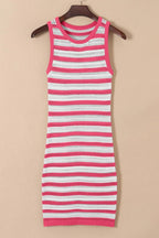 Stripe Hollowed Knit Sleeveless Sweater Dress (8)