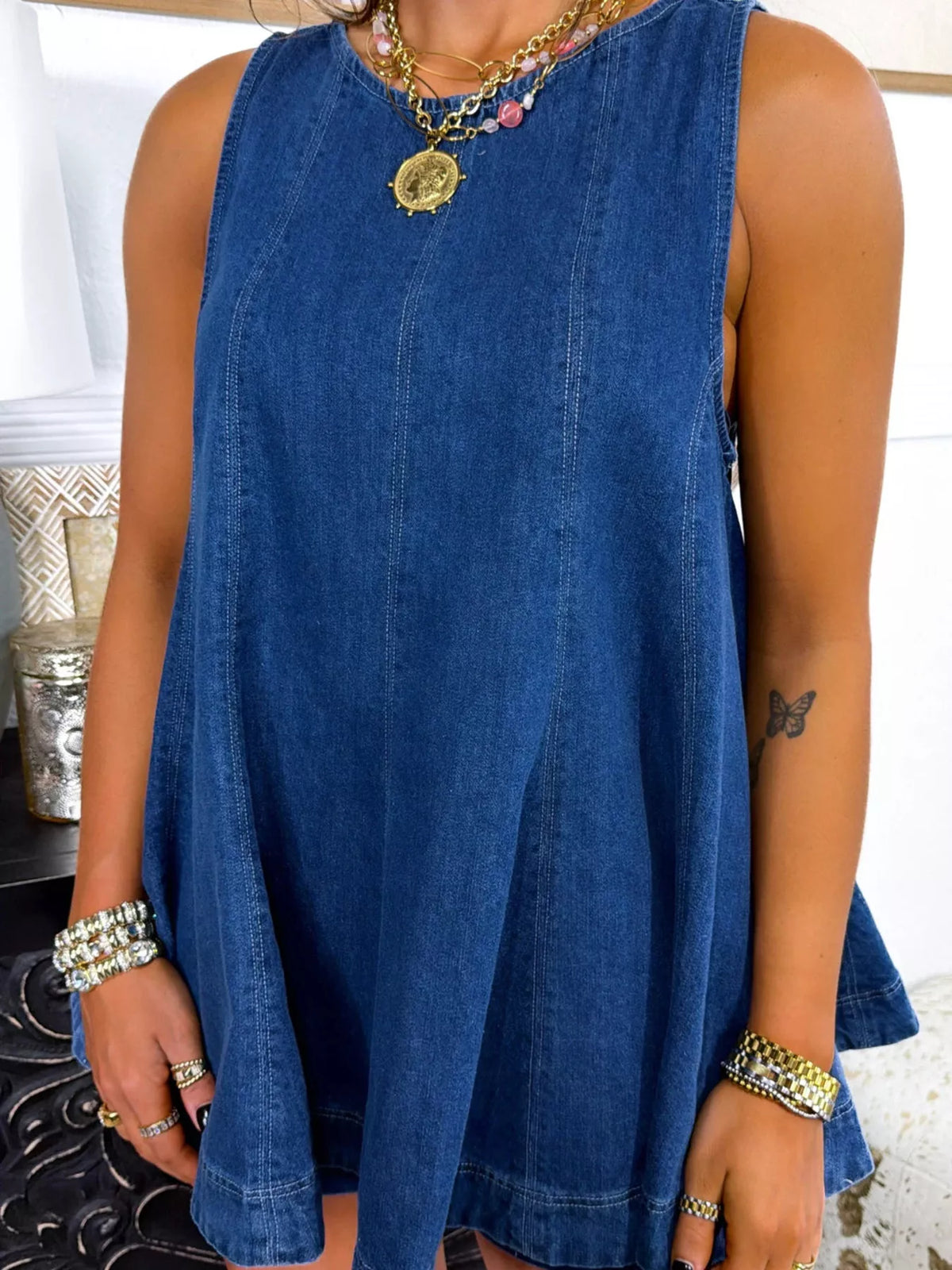 Sleeveless Top Shorts Denim Set (15)