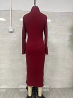 Ribbed Knit V-neck Sweater Dress (14)