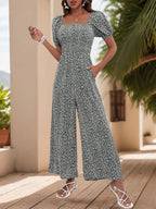 Printed Square Neck Puff Sleeve Jumpsuit (28)