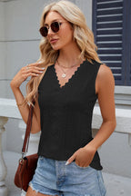 Eyelet V-neck Wide Strap Tank (11)
