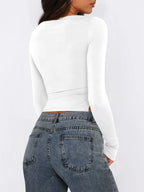 Tied Slit Round Neck Long Sleeve T-shirt (5)