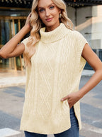 Side Slit Turtleneck Sweater Vest (12)