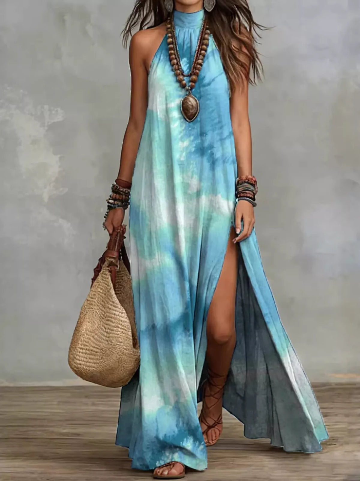 Printed Sleeveless Maxi Dress (5)