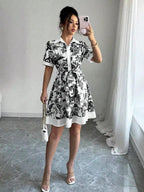 Floral Print Button-front Shirt Dress (4)
