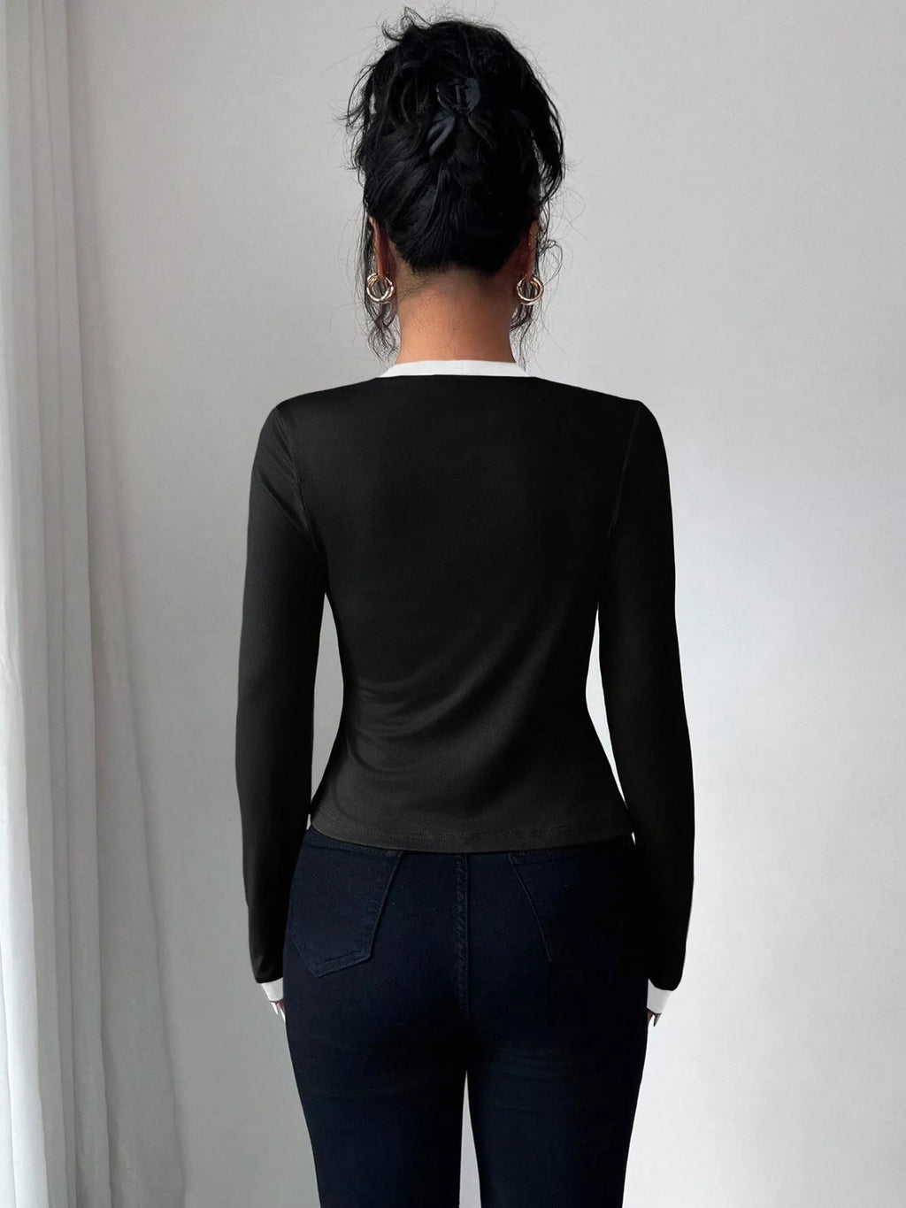 Contrast Trim Cardigan Tank Top Set (2)