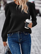 Texture Round Neck Long Sleeve Sweatshirt (12)