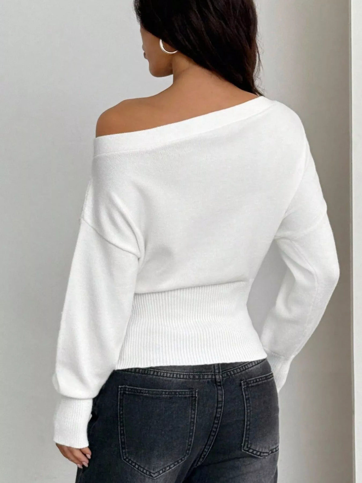One Shoulder Cropped Sweater (2)