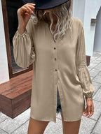 Notched Neck Balloon Sleeve Shirt (12)