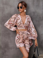Cutout Front Printed Long Sleeve Romper (18)