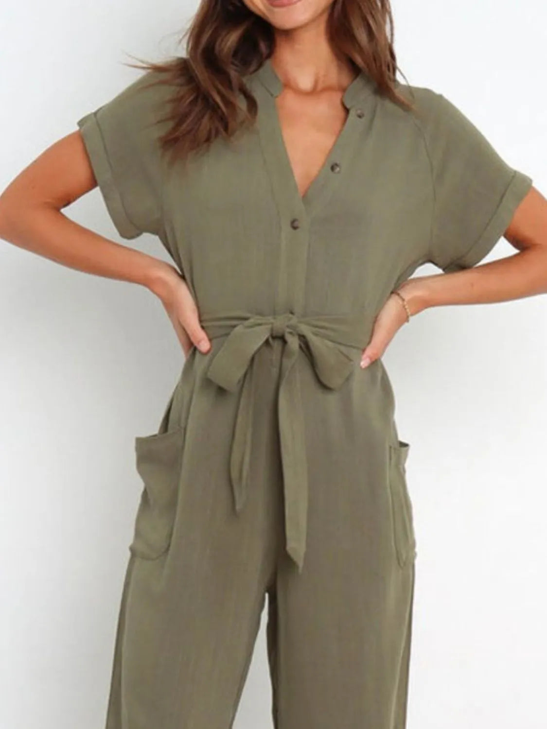 Notched Short Sleeve Tie Waist Jumpsuit (2)