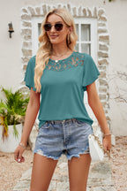 Spliced Lace Flutter Sleeve Top (21)