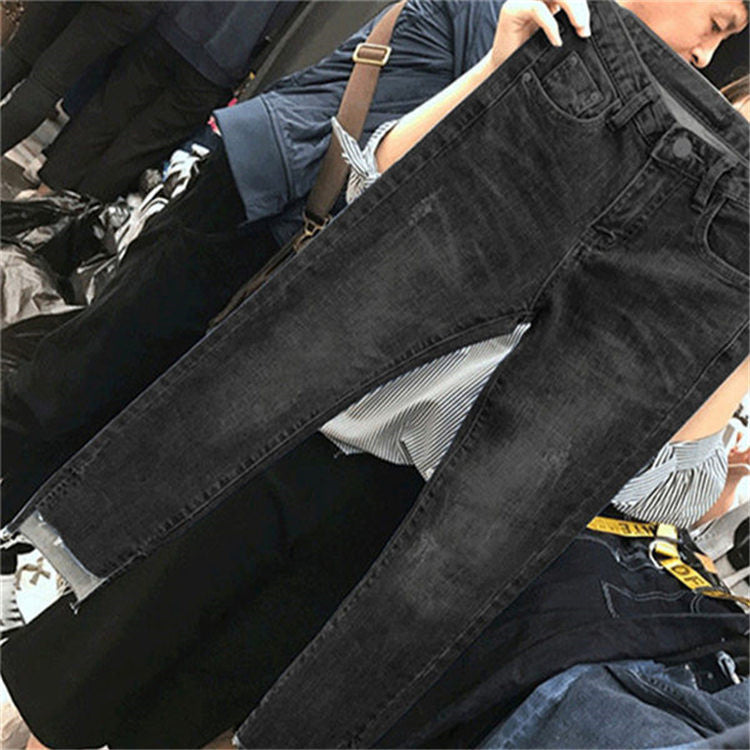 Cropped Jeans High-waist Ripped Pants variant CJNSXZNZ01093-Black-Regular-L|CJNSXZNZ01093-Black-Regular-XL|CJNSXZNZ01093-Black-Regular-4XL|CJNSXZNZ01093-Black-Regular-3XL|CJNSXZNZ01093-Black-Regular-M|CJNSXZNZ01093-Black-Regular-XXL|CJNSXZNZ01093-Black-Regular-S