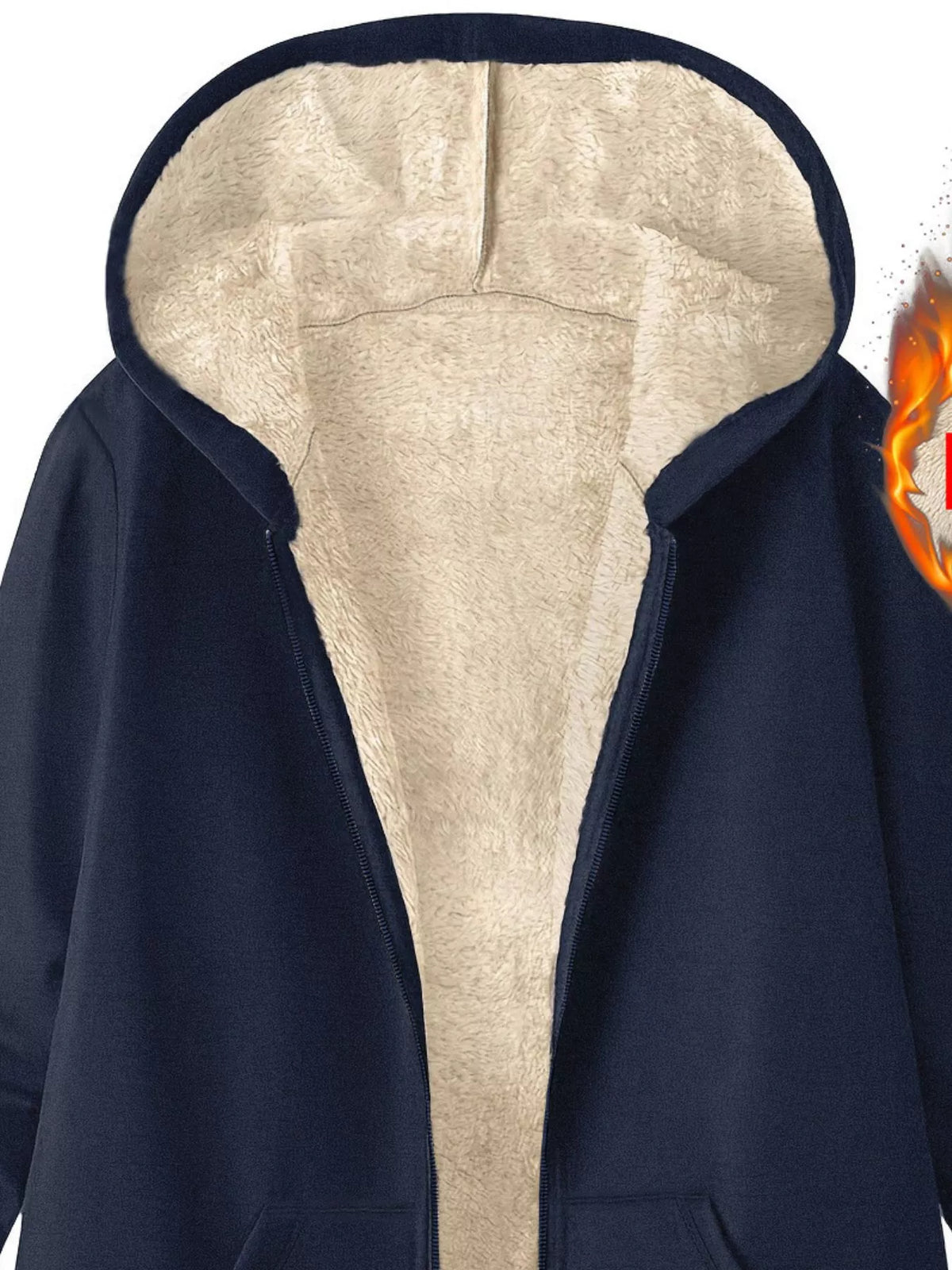 Fleece-lined Zip Up Hooded Outerwear (11)