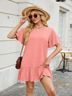 Round Neck Short Sleeve Mini Dress (13)