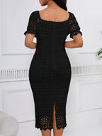Lace Short Sleeve Midi Dress (12)