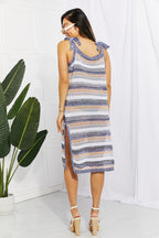 Striped Tie Shoulder Split Cover Up Dress (7)