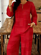 Geometric Print Relaxed Fit Top Pants Set (3)