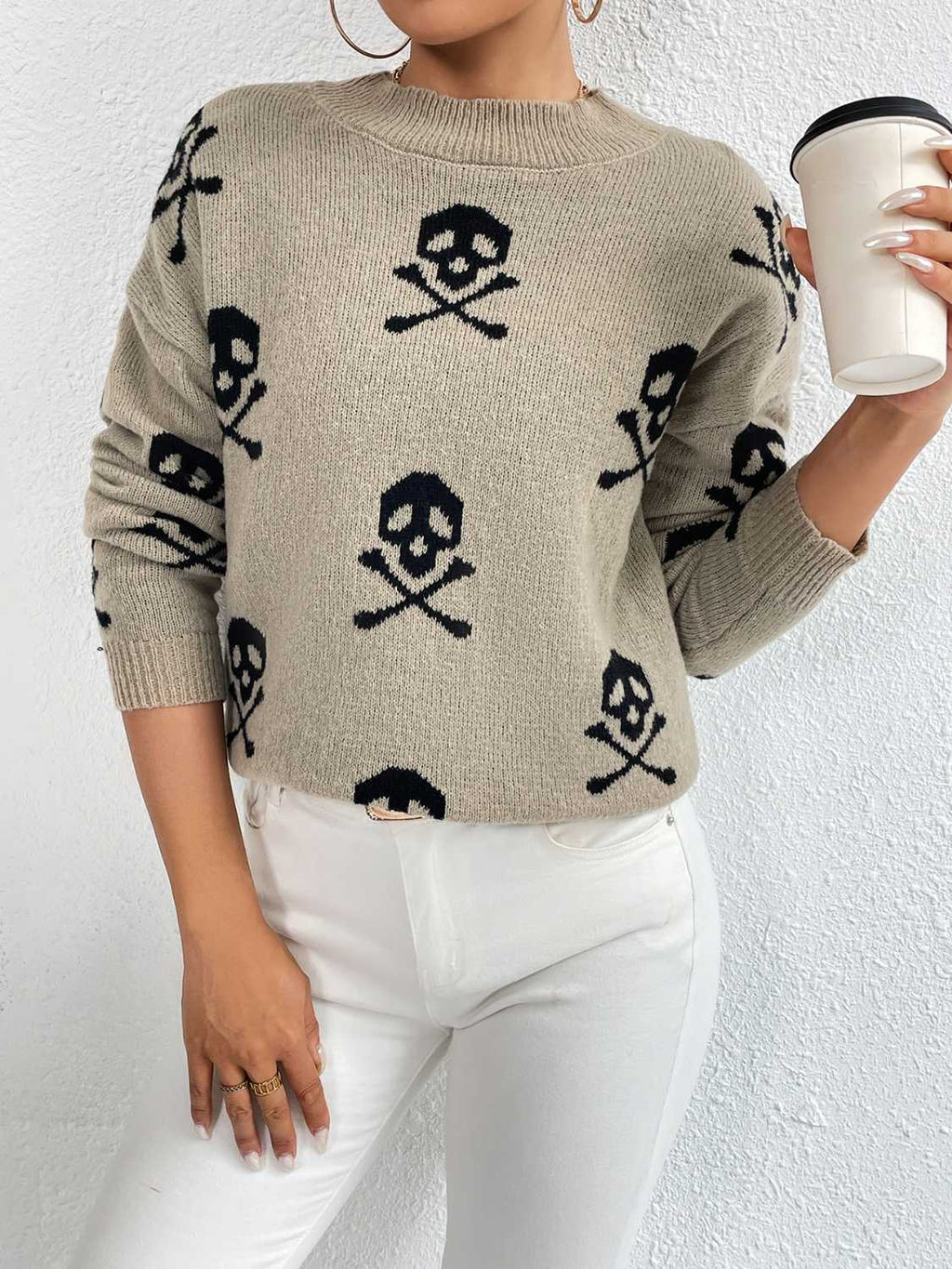 Patterned Drop Shoulder Sweater (11)