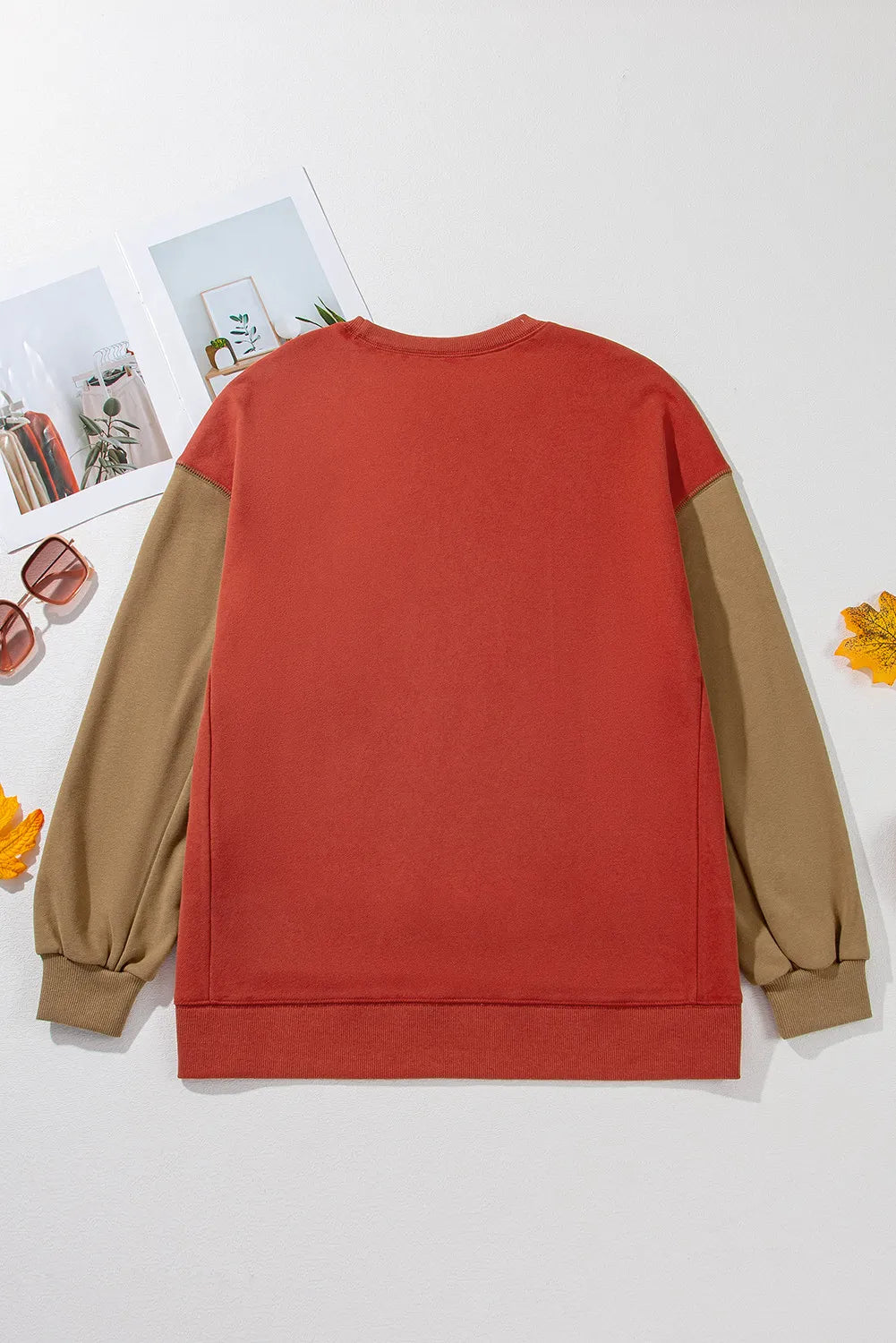 Contrast Round Neck Long Sleeve Sweatshirt (5)