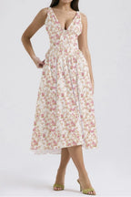 Floral V-neck Sleeveless Midi Dress Pockets (6)