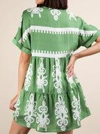 Printed V-neck Short Sleeve Mini Dress (14)