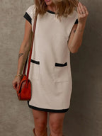 Round Neck Cap Sleeve Mini Dress (7)