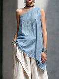 Full Size Asymmetrical One-shoulder Sleeveless Top Plus