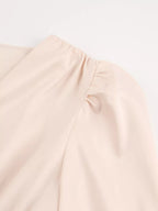 Elegant V-neck Puff Sleeve Button-down Midi Dress (9)