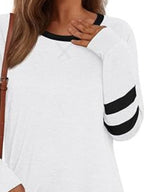 Casual Striped Round Neck T-shirt (12)