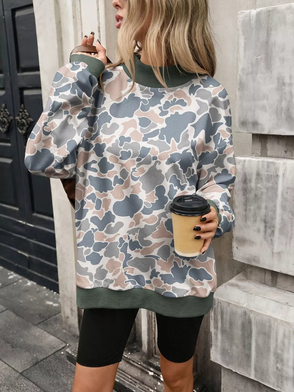 Camouflage Print Mock Neck Sweatshirt (3)