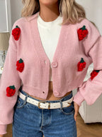 Strawberry Cropped Button-up Cardigan (13)