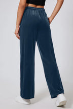 Drawstring Elastic Waist Straight Leg Pants (20)
