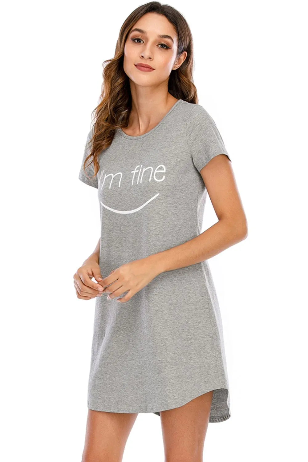 Graphic Round Neck Short Sleeve Lounge Dress (4)