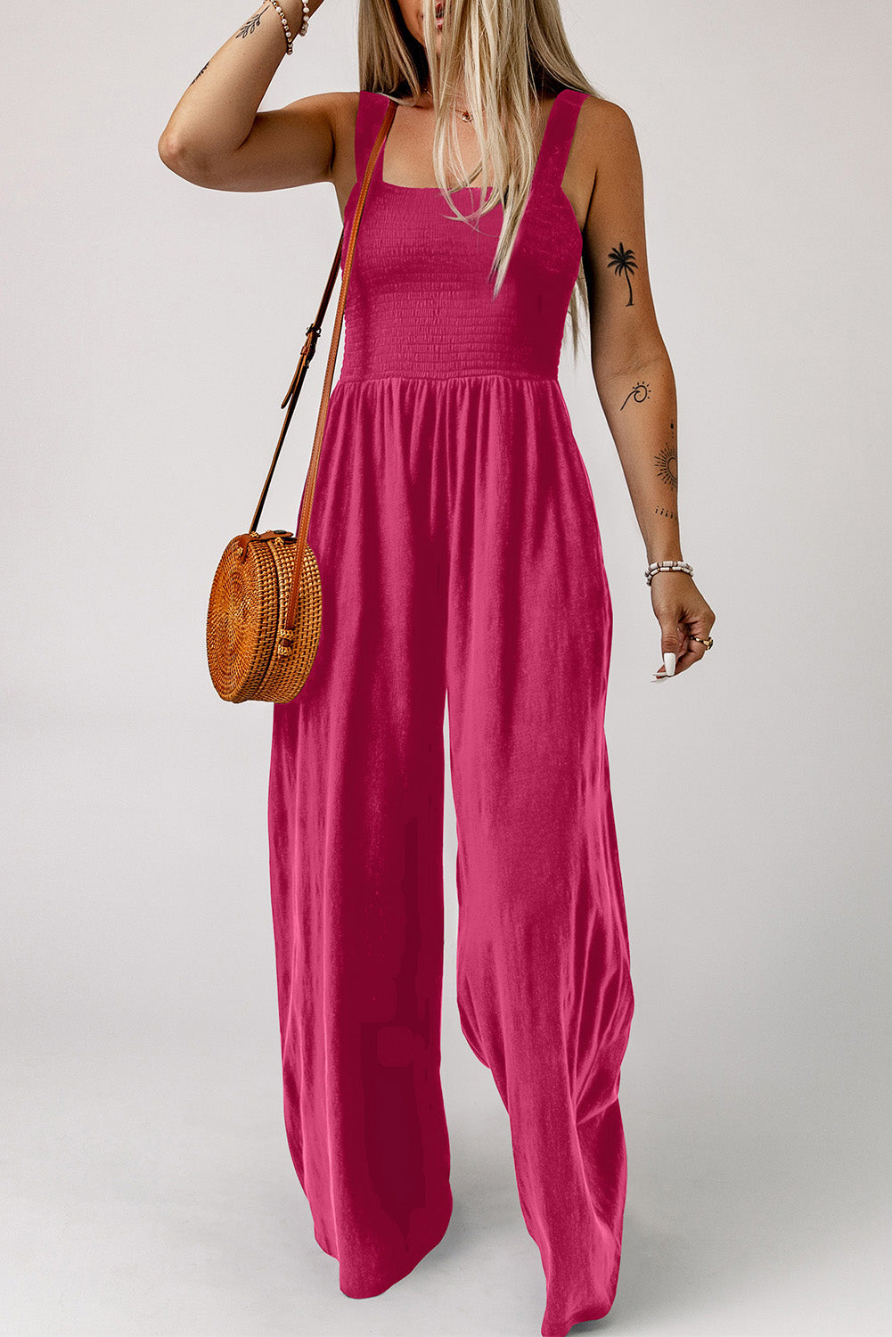 Smocked Square Neck Wide Leg Jumpsuit Pockets (12)