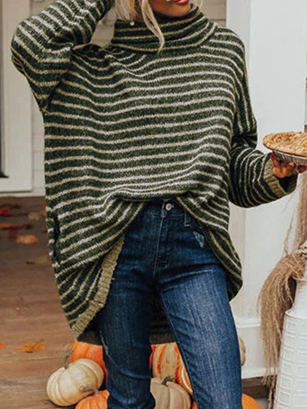 Striped Turtleneck Sweater Pockets (8)